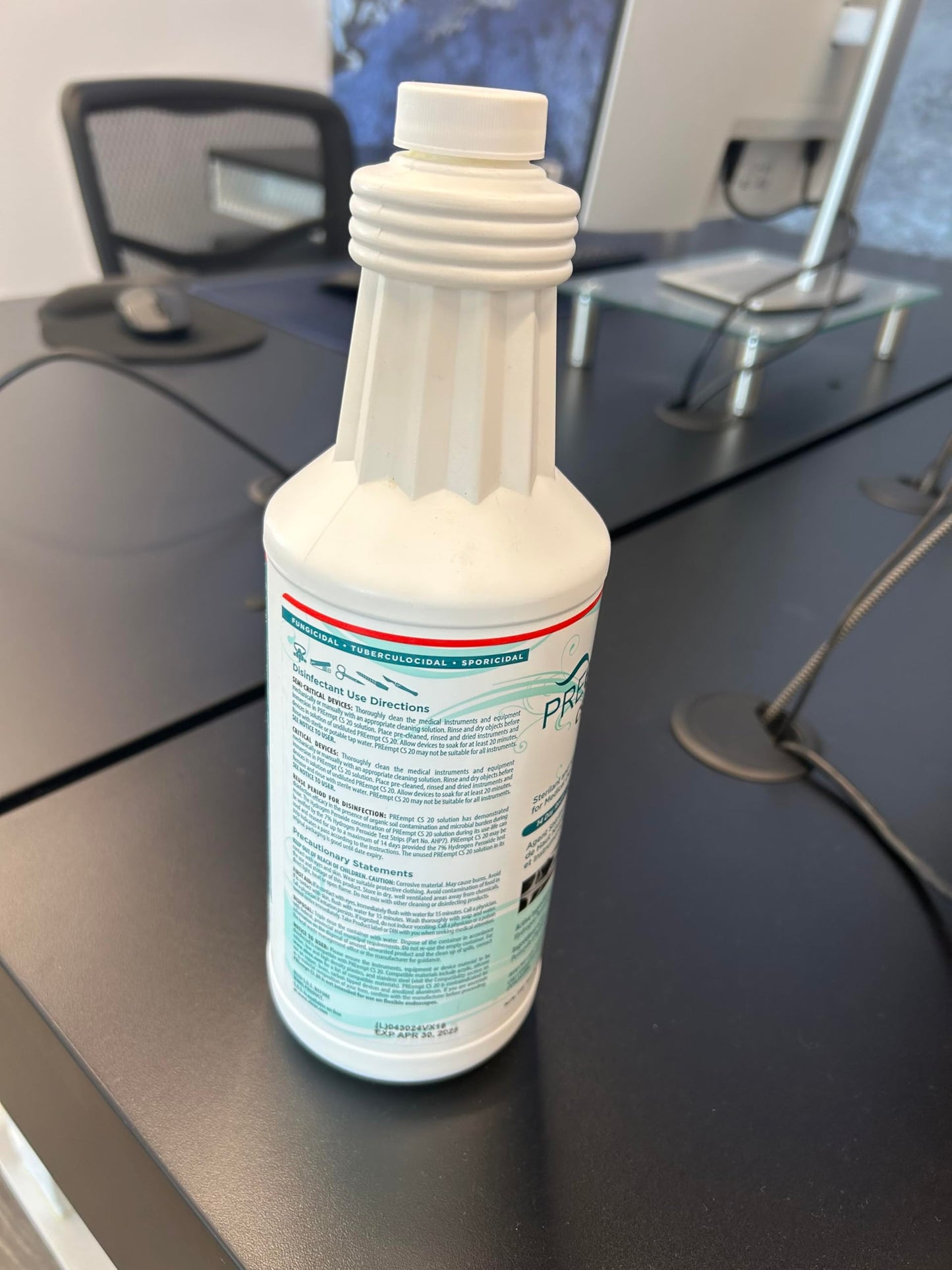 PREempt CS20 Sterilant and High-Level Disinfectant for Medical Devices and instruments, 1 Liter PREempt