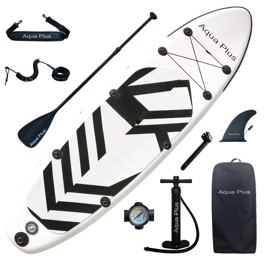 Aqua Plus 6inches Thick Inflatable SUP for All Skill Levels Stand Up Paddle Board,Paddle,Pump,ISUP Travel Backpack, Leash,Shoulder Strap,Youth,Adult Inflatable Paddle Board