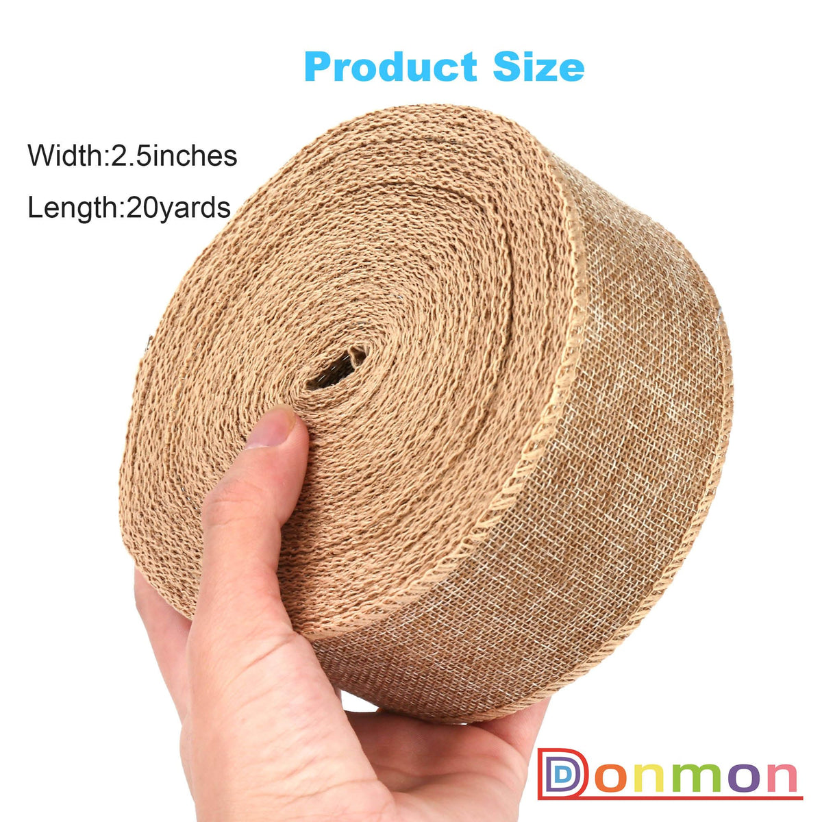 Burlap Ribbon Fabric Wired Edge 20 Yards for Decoration (2.5inch, Natural) 🍁 All In One Marketplace Canada