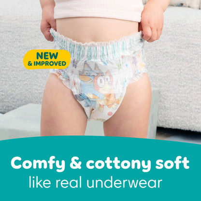 Pampers Easy Ups Girls & Boys Potty Training Pants, Size 7 (5T6T), 46 Count, Bluey Absorbent Training Underwear, Up to 100% Leakproof Day and Night, Hypoallergenic