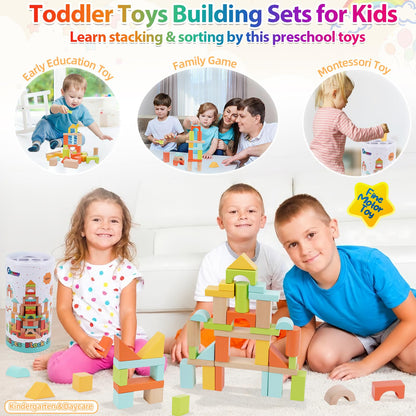 FCSONU Wooden Building Blocks for Toddlers Toys 1-3, Stacking Wooden Blocks 🍁 All In One Marketplace Canada