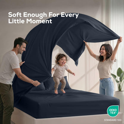 Utopia Bedding Queen Bed Sheet Set - 4 Piece Bedding - Soft Brushed Microfiber Fabric - Shrinkage & Fade Resistant - Easy Care (Navy)