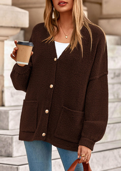PRETTYGARDEN Oversized Chunky Cardigan Sweaters for Women Brown,M 🍁 All In One Marketplace Canada