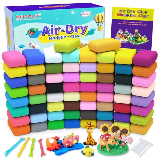 Aestd-ST Air Dry Clay 66 Colors, Modeling Clay for Kids, DIY Magic Clay, Molding Clay Kit with Sculpting Tools, Non-Sticky Soft and Super Light, Arts and Crafts Gift for Boys Girls Kids
