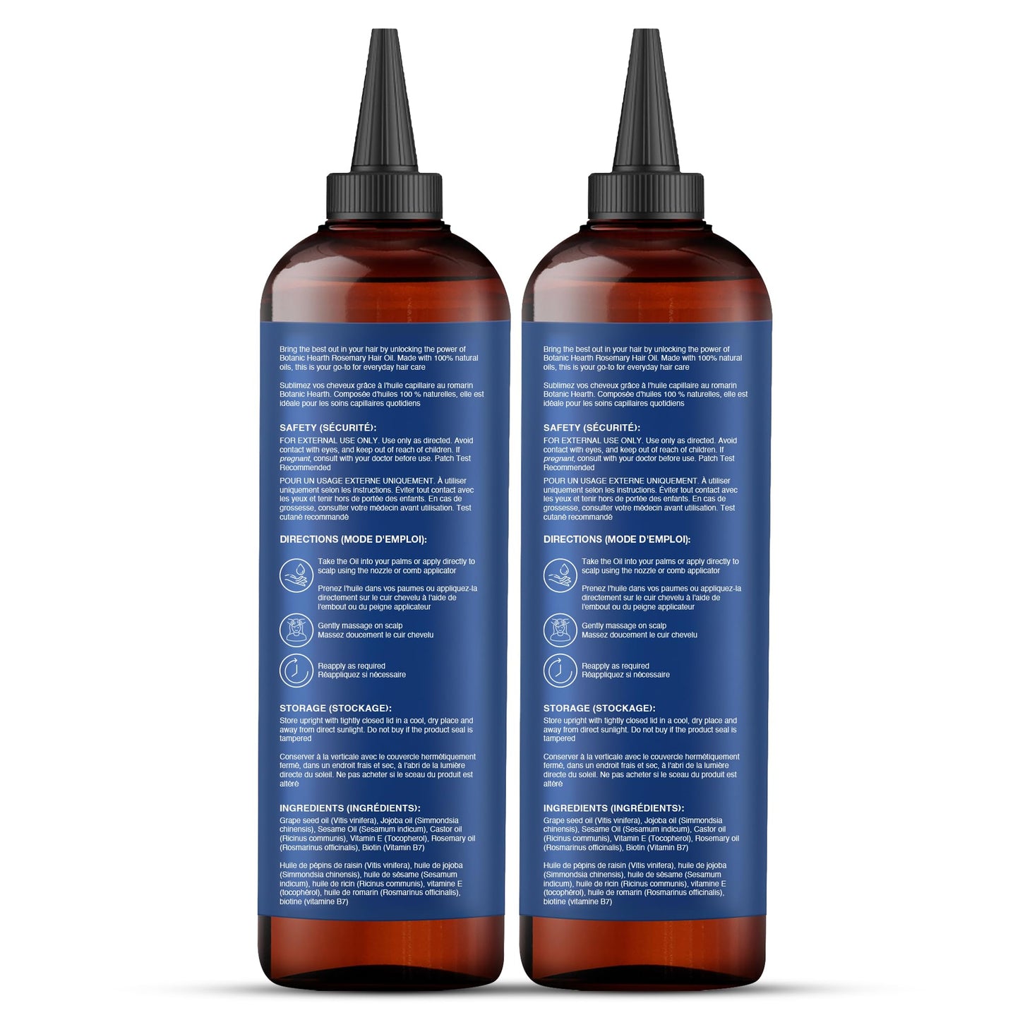 Botanic Hearth Rosemary Oil for Hair & Scalp with Biotin, Jojoba & Castor Oils, 100% Pure Hair Growth Oil, Strengthening Treatment, 6.7 fl oz (Pack of 2)