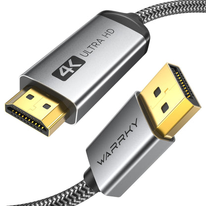 WARRKY 4K DisplayPort to HDMI Cable 6FT [UHD, Metal Case] Uni-Directional Display Port Source to HDMI Screen, 1080P@120Hz DP Computer to HDMI Monitor Cord Fit for Nvidia, AMD, HP, Dell, Asus, Lenovo - Available at All In One Marketplace Canada