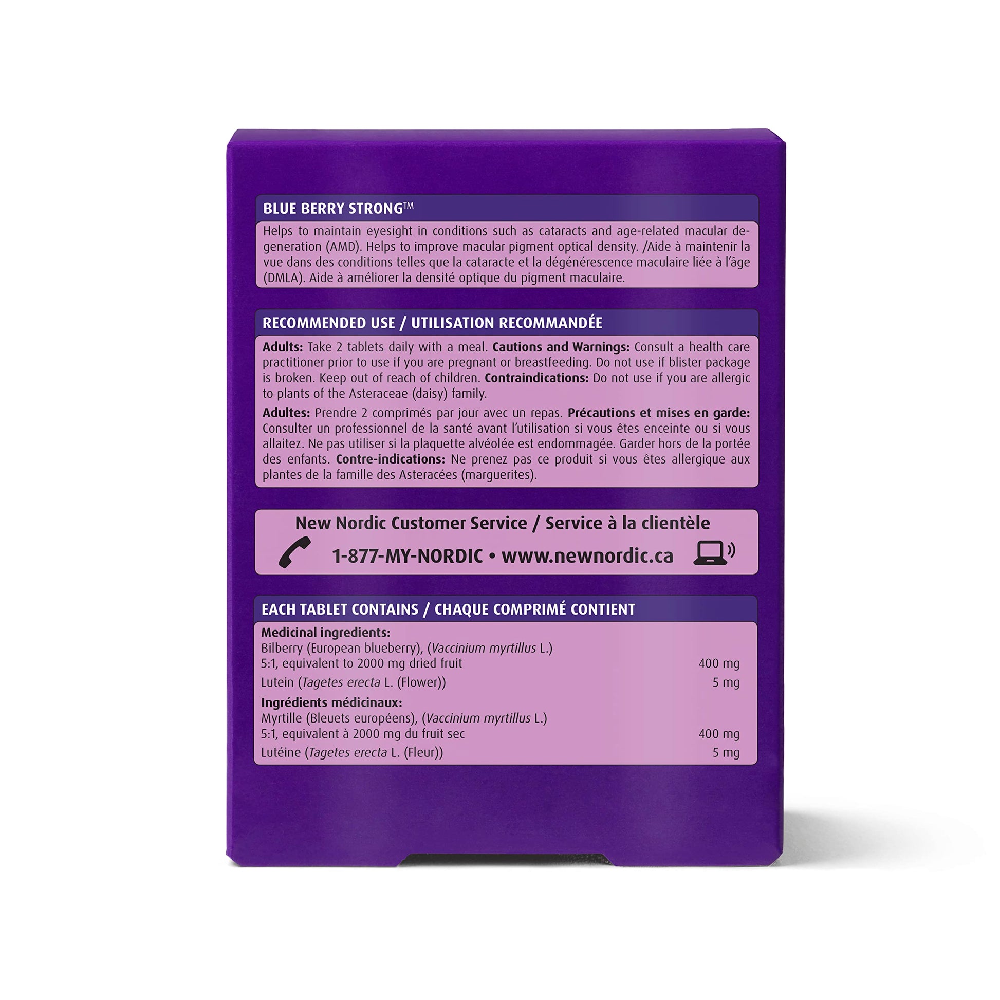 New Nordic Blue Berry Strong 120 Coated Tablets, 60-Day Supply, Vegan Eye Support Supplement with Bilberry & Lutein for Clear Vision & Macular Health - Available at All In One Marketplace Canada