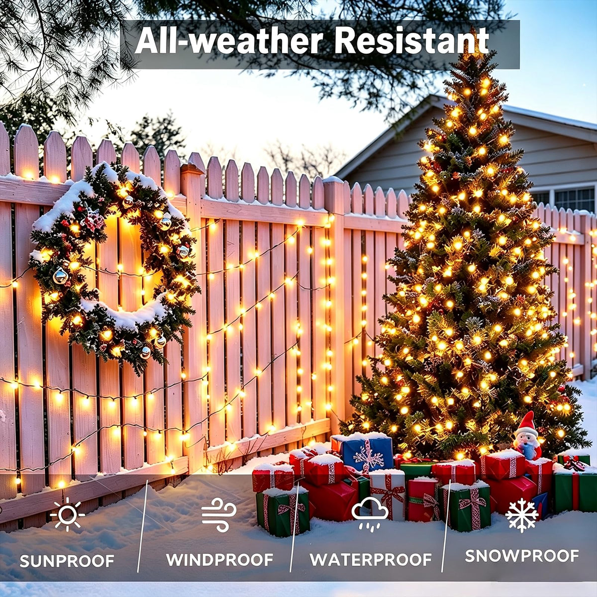 Upgraded 2 Pack 80FT 200 LED Solar Christmas Lights Outdoor Solar String Lights with 8 Lighting Modes Waterproof Solar Fairy Lights for Garden Yard Patio Christmas Tree Decoration (Warm White) 🍁 All In One Marketplace Canada