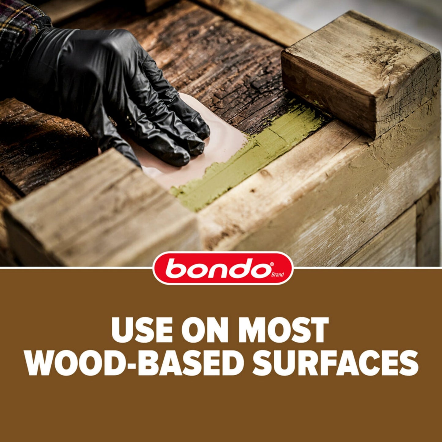 Bondo Wood Filler 12 oz with Hardener 0.5 oz, Repairs Chips and Cracks in Wood, Sandable, Paintable, and Stainable 3M