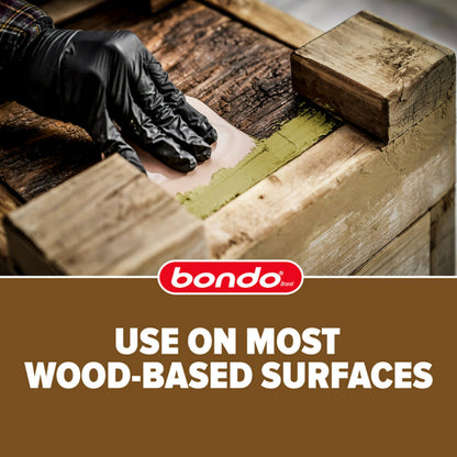 Bondo Wood Filler 12 oz with Hardener 0.5 oz, Repairs Chips and Cracks in Wood, Sandable, Paintable, and Stainable 3M
