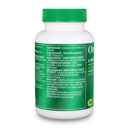Organika Canadian-Made L-Glutathione (Reduced), Antioxidant and Detox Support -100 Caps - Available at All In One Marketplace Canada