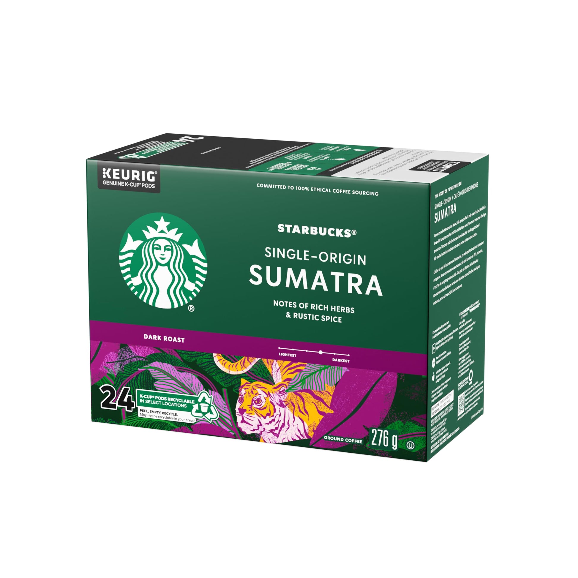 STARBUCKS Single Origin Sumatra Coffee, Keurig Pods, K-cups, 276 g Starbucks