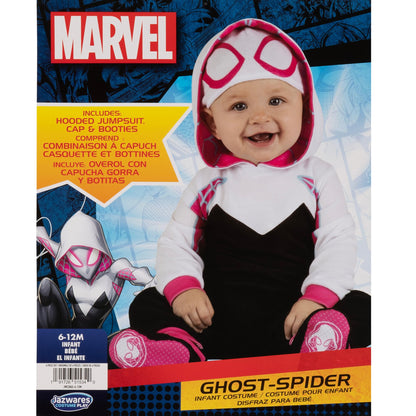Costume d'Halloween officiel Marvel Spider-Gwen de luxe pour bébé - Tissu Minky premium et chaussons antidérapants (6-12 mois)