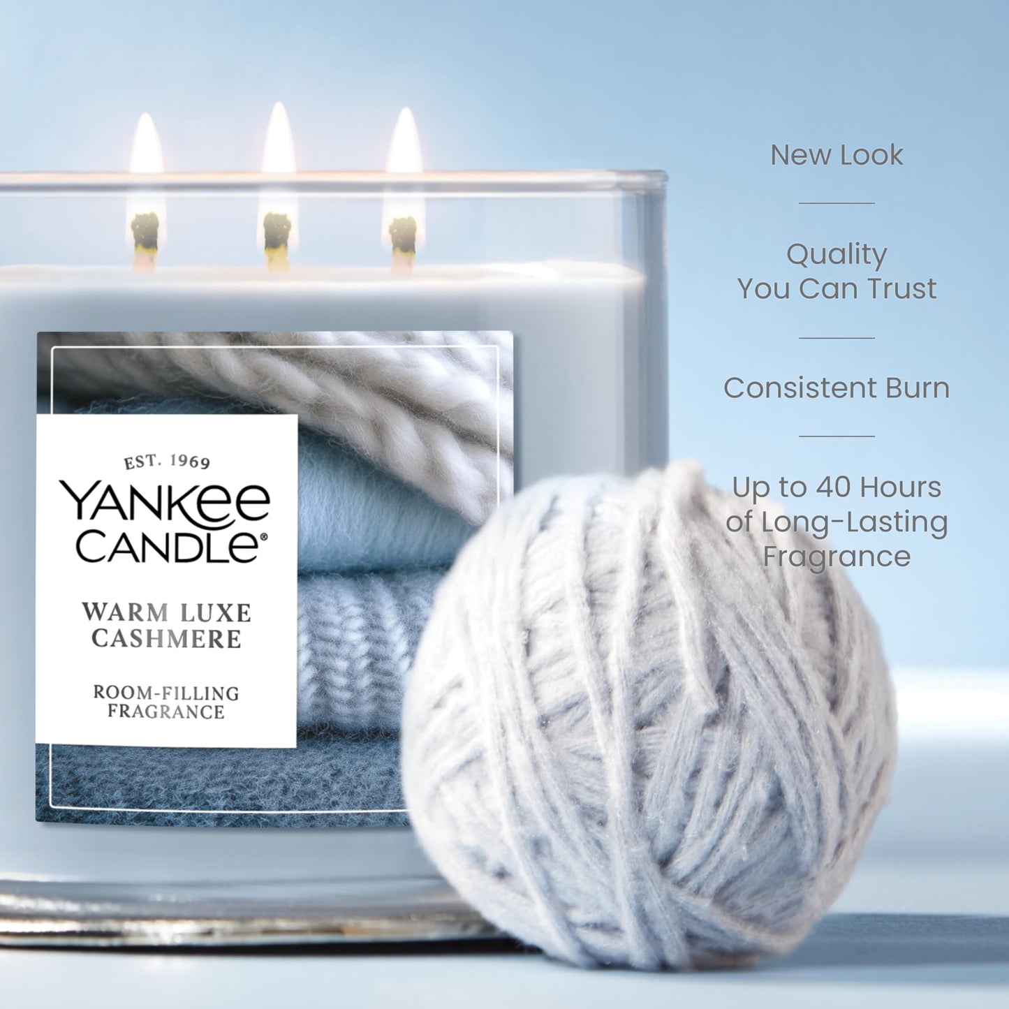 Yankee Candle 3 Wick Candle Jar, Scented Candle with up to 40 Hours of Burn Time, Premium Plant Wax Blend for Consistent Long Lasting Scent from First to Last Burn, Warm Luxe Cashmere 🍁 All In One Marketplace Canada