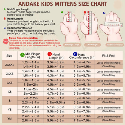 Andake Kids Ski Mittens Winter Warm Waterproof & Breathable Toddler Snow Gloves with Easy-to-Wear Zippers (Black, XXXS (Fits 2-4Y)) 🍁 All In One Marketplace Canada