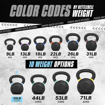 Yes4All Powder Coated Kettlebell Weights with Wide Handles & Flat Bottoms – 16kg/35lbs Cast Iron Kettlebells for Strength, Conditioning & Cross-Training 🍁 All In One Marketplace Canada