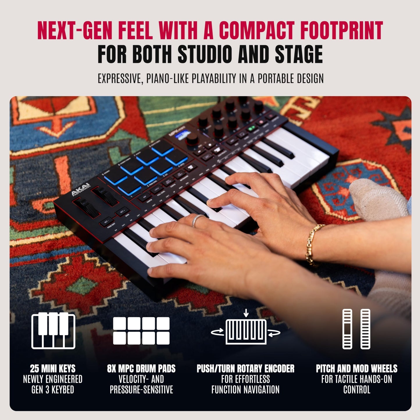 Akai Professional MPK Mini IV 25-Key USB-C MIDI Keyboard Controller, Black
