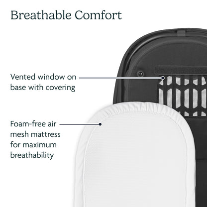 UPPAbaby Bassinet V3 - Compatible with Vista, Cruz, Ridge Strollers - Overnight Sleep Solution - Mattress, Sheet and Bug Shield Included - Jake (Charcoal/Carbon Frame) UPPAbaby