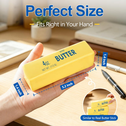 Butter Squishy, Soft Slow Rising Squeeze Butter Squishy, Realistic Texture Sensory Play Fidget Toy, Fun Desk Toy for Kids, Teens & Adults (Yellow, Small)