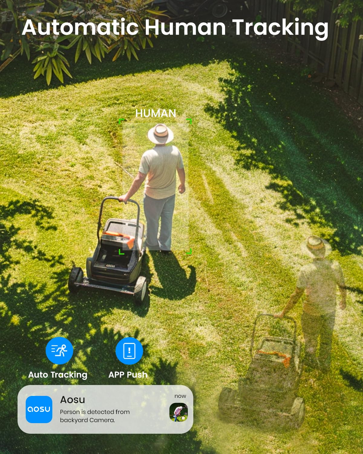 AOSU Solar Security Camera Wireless Outdoor with Panoramic PTZ, Human Auto Tracking, 2K Night Vision, Light and Sound Alarm, 2-Way Talk, Compatible with Alexa/Google Assistant for Home Surveillance - Available at All In One Marketplace Canada