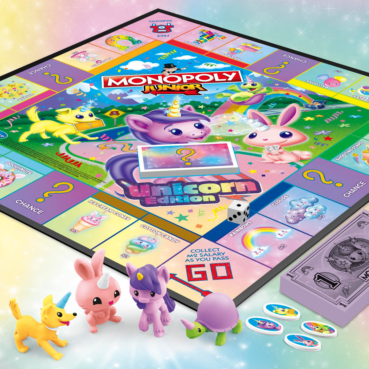 Monopoly Junior: Unicorn Edition Board Game for 2-4 Players, Magical-Themed Indoor Game for Kids Ages 5 and Up, English