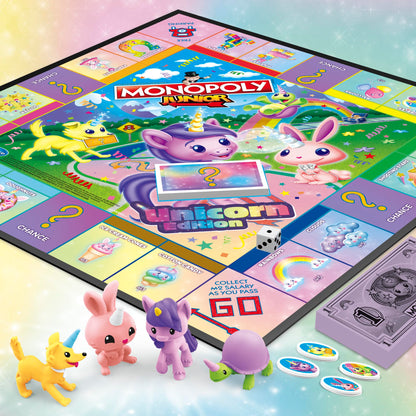Monopoly Junior: Unicorn Edition Board Game for 2-4 Players, Magical-Themed Indoor Game for Kids Ages 5 and Up, English
