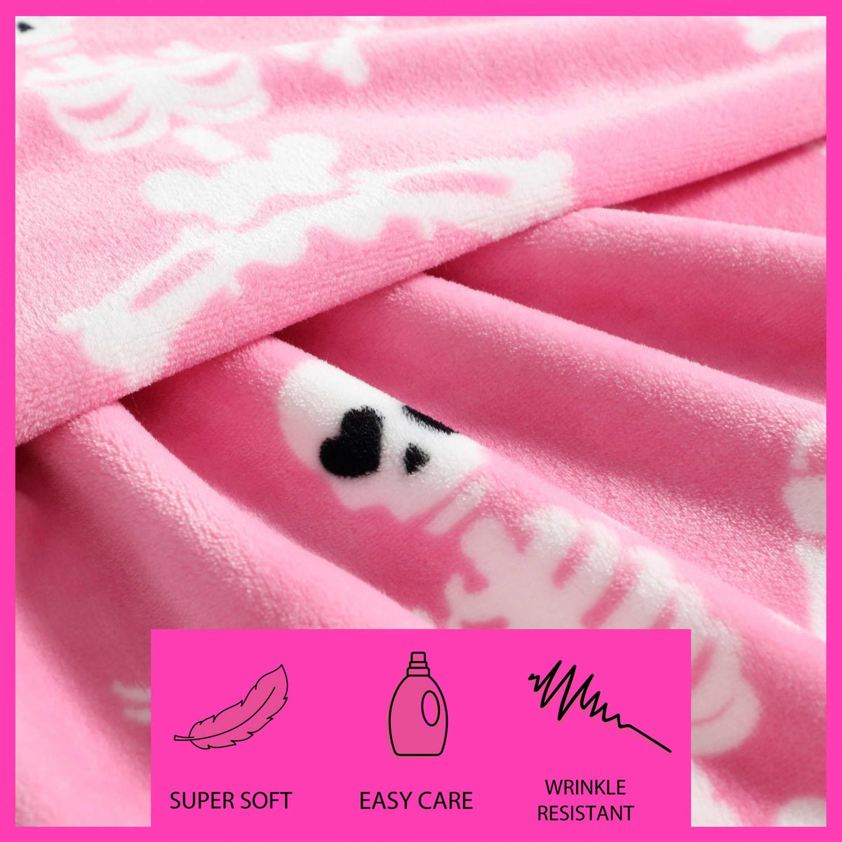 Betsey Johnson - Couverture, plaid ultra-doux pour canapé ou lit, literie extra-large au velouté audacieux, décoration d'Halloween (Yoga Skeleton Pink, 127 cm x 178 cm)