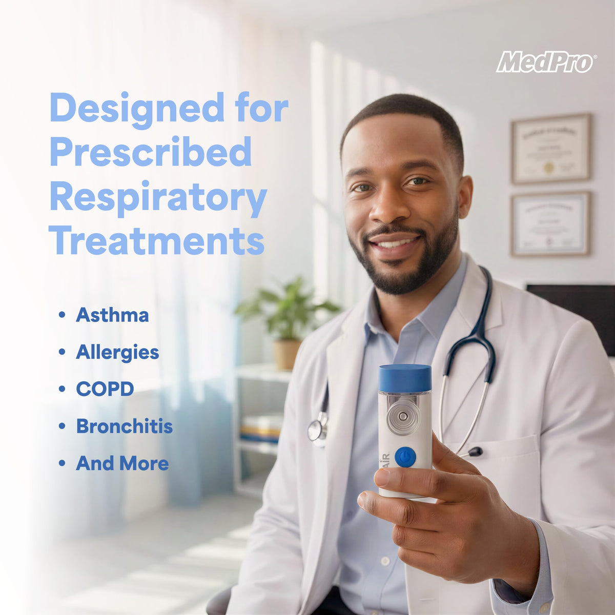 MedPro Sonair Portable Mesh Nebulizer for Adults & Kids, Rechargeable