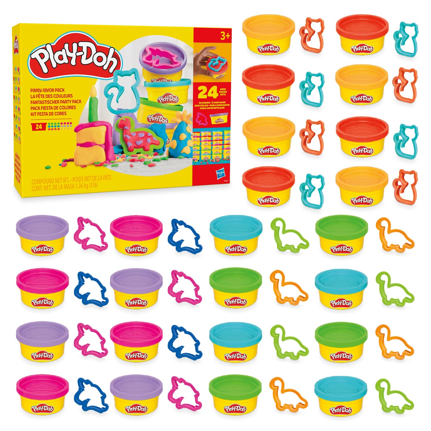 Play-Doh Party Favor Pack, Bulk 24 Pack of Modeling Compound with Cutters, Non-Candy Treat Bag Fillers, Giveaways & Prize Toys for Kids 3 Years & Up (Amazon Exclusive) Play-Doh