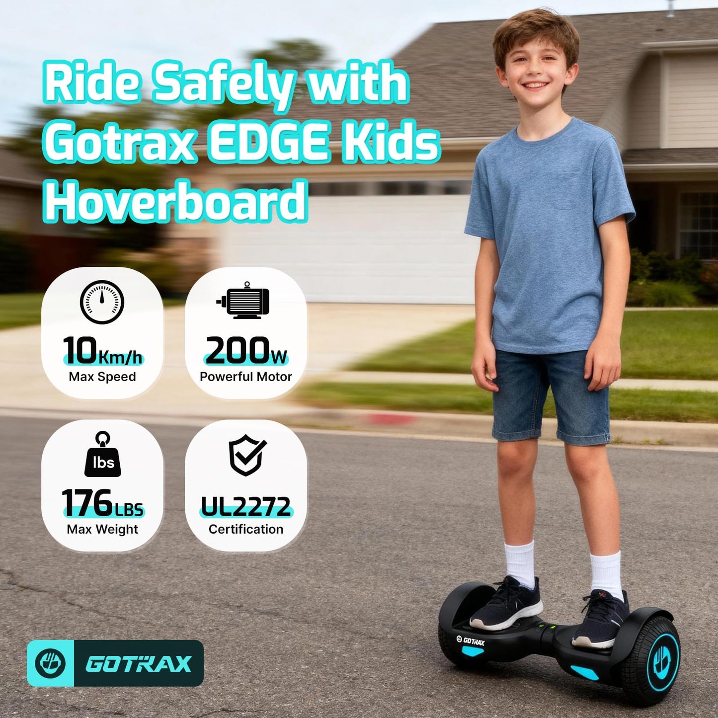 Gotrax Edge Hoverboard with 6.5" LED Wheels, 6.4km Self Balancing Scooter Gotrax