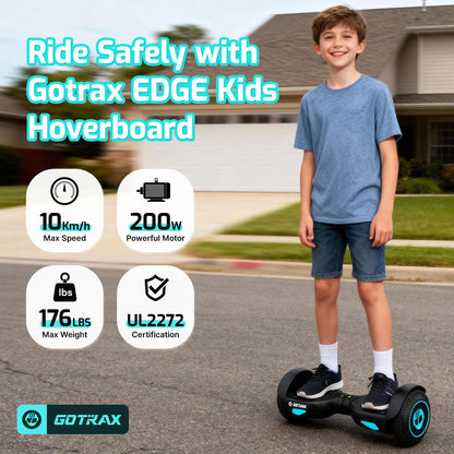 Gotrax Edge Hoverboard with 6.5" LED Wheels, 6.4km Self Balancing Scooter Gotrax
