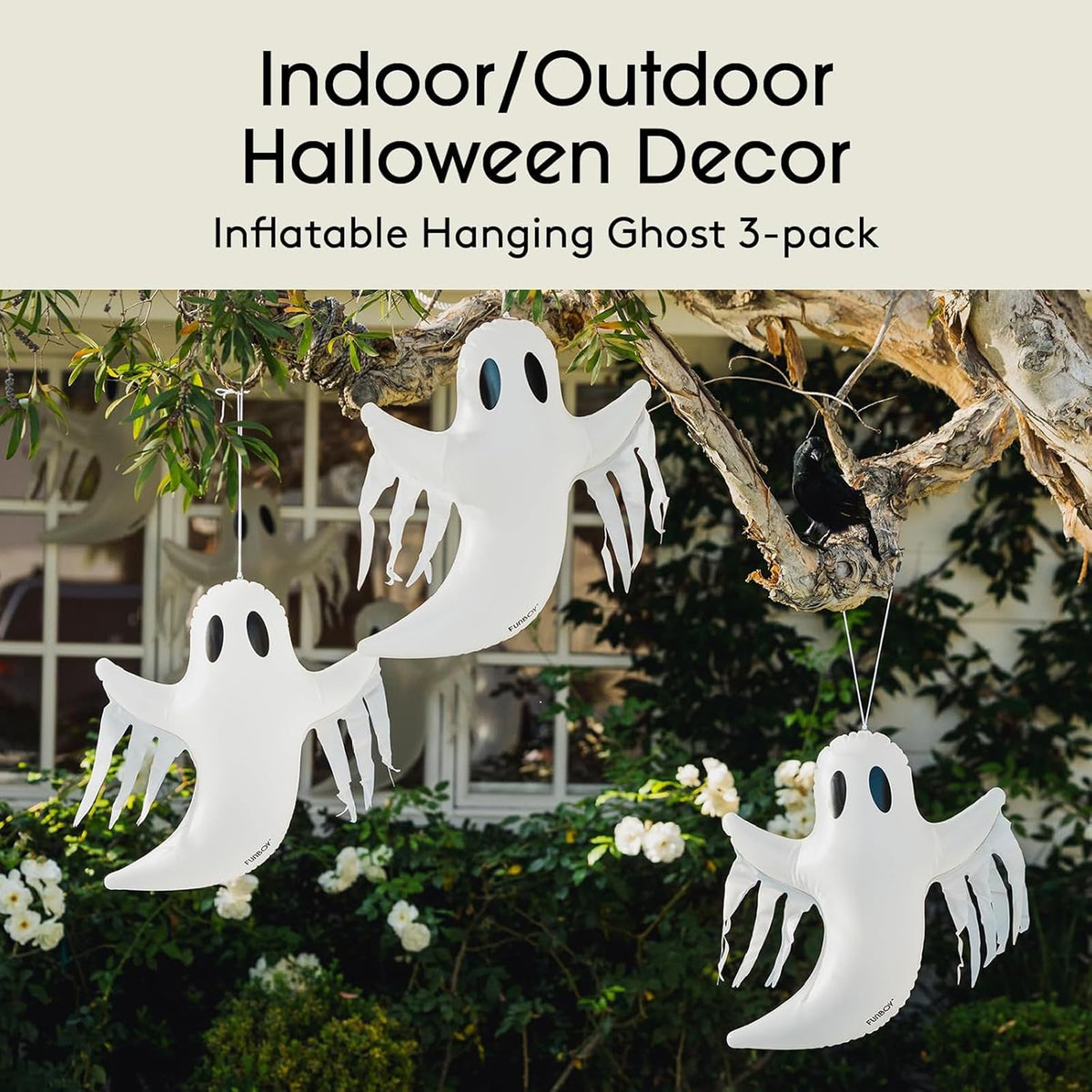 Décorations d'Halloween fantômes suspendus FUNBOY, décor extérieur, lot de 3