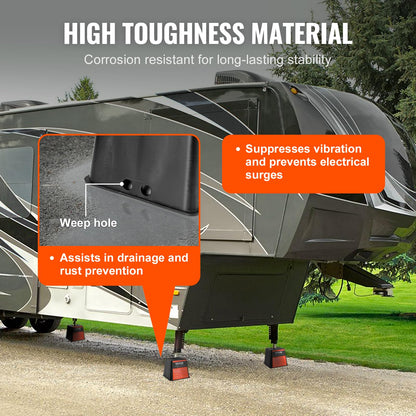 VEVOR Trailer Jack Block, 6000 lbs Capacity per RV Leveling Block, Polypropylene RV Camper Stabilizer Blocks, RV Travel Accessories Use for Any Tongue Jack, Post, Foot, 5th Wheels, 4-Pack VEVOR