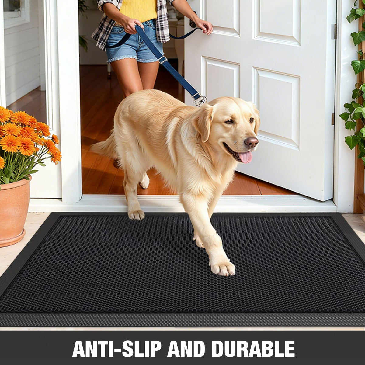 DREPKO Door Mat Waterproof Front Door Mat Outdoor, 2x3 Winter Outdoor Mat Heavy Duty Non Slip Rubber Mat, Low Profile Welcome Mat Entrance Rug for Indoor, Home, Entry and Patio, 24"x36" Black Grey 🍁 All In One Marketplace Canada