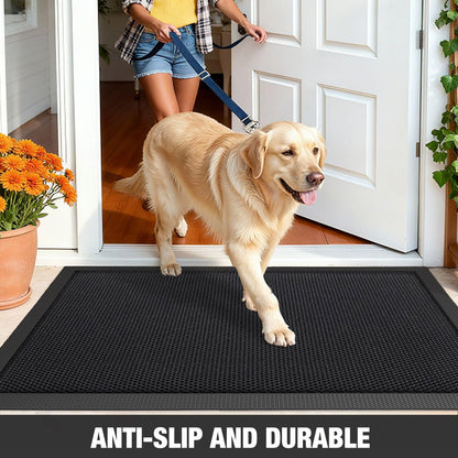 DREPKO Door Mat Waterproof Front Door Mat Outdoor, 2x3 Winter Outdoor Mat Heavy Duty Non Slip Rubber Mat, Low Profile Welcome Mat Entrance Rug for Indoor, Home, Entry and Patio, 24"x36" Black Grey 🍁 All In One Marketplace Canada
