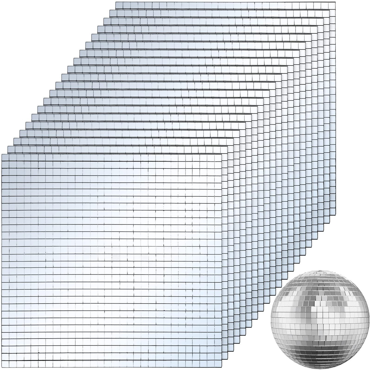 SOUJOY 36000 Pieces Mirror Mosaic Tiles, 5 x 5 mm Self Adhesive Mirror Stickers, Real Glass Mini Square Mirrors, Disco Ball Stickers for Crafts DIY Home Decorations, Christmas 🍁 All In One Marketplace Canada