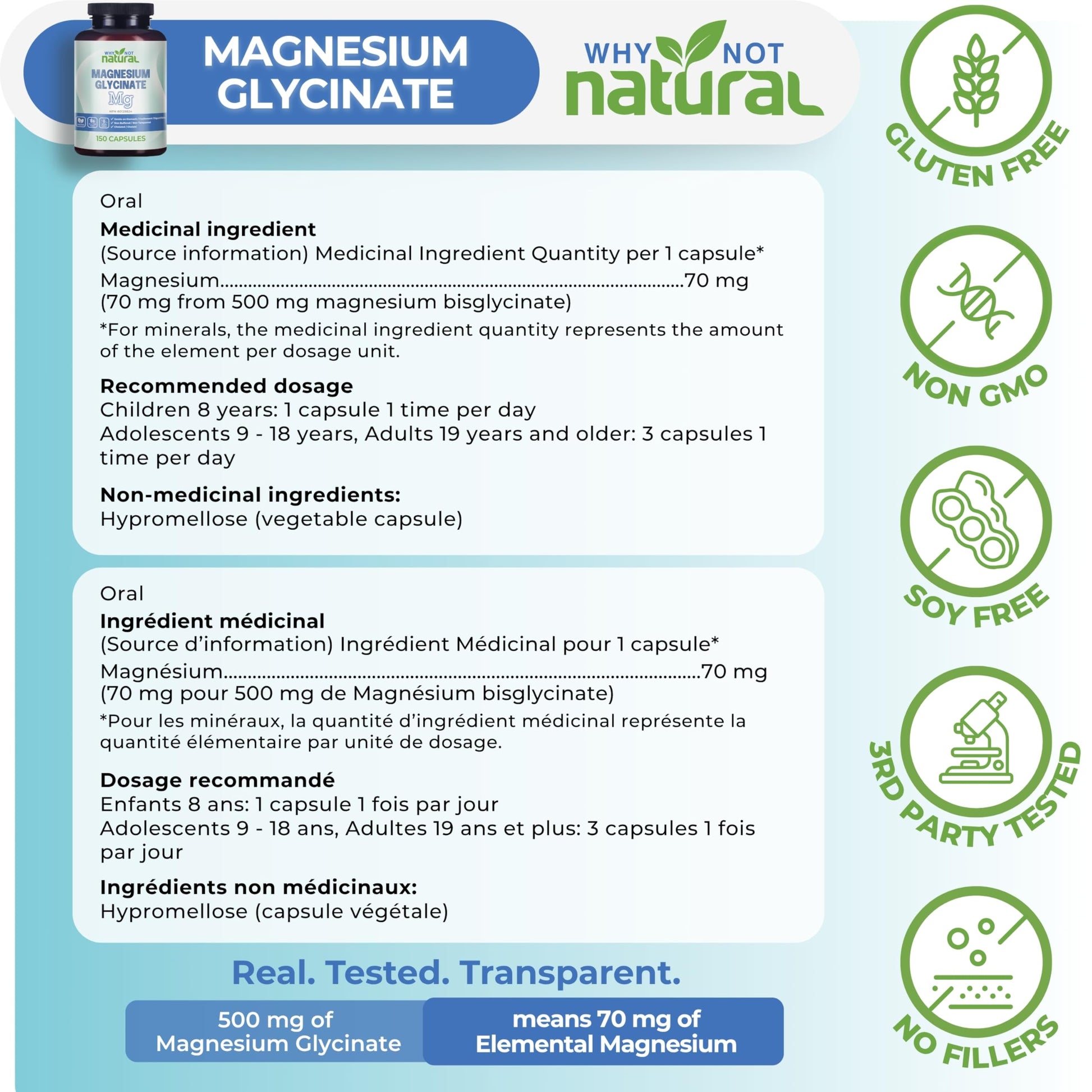 Magnesium Glycinate Capsules Supplement - Vegan, No Filler - Supports Sleep and Relaxation - Available at All In One Marketplace Canada
