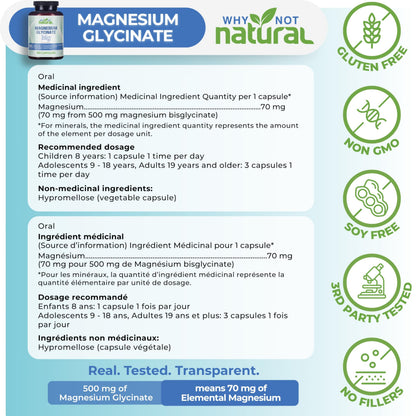 Magnesium Glycinate Capsules Supplement - Vegan, No Filler - Supports Sleep and Relaxation - Available at All In One Marketplace Canada