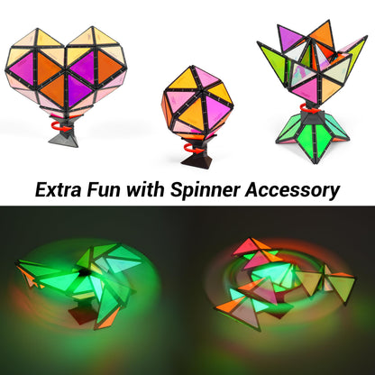 TOSY Magnet Pyramid Glow - 1 Cube Transforms into 1 Billion Shapes, 12 Pieces, 243 Rare Earth Magnets, Glowing, Holographic Design Magnet Tiles Creative Puzzle STEM/STEAM Toy