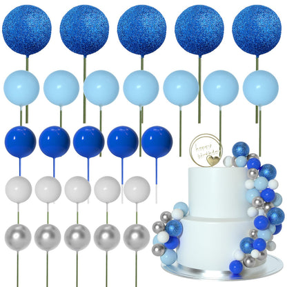 ASTARON 50 Pcs Ball Cake Topper Sticks Mini Balloons for Cake Decorating Supplies Foam Balls Cake decorations for Baby Shower Cake Birthday Cake Toppers Decorations (Blue Series) 🍁 All In One Marketplace Canada