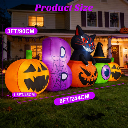Danxilu 8FT Halloween Inflatable Pumpkin with Black Cat Outdoor Decorations 🍁 All In One Marketplace Canada