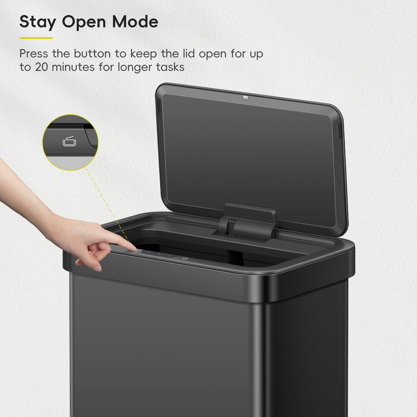 EKO Nova Sensor Trash Can, 21 Gallon/80 Liter Stainless Steel Rectangular Touchless Motion Sensor Trash Can, Matte Black 🍁 All In One Marketplace Canada