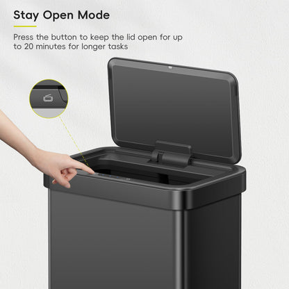 EKO Nova Sensor Trash Can, 21 Gallon/80 Liter Stainless Steel Rectangular Touchless Motion Sensor Trash Can, Matte Black 🍁 All In One Marketplace Canada
