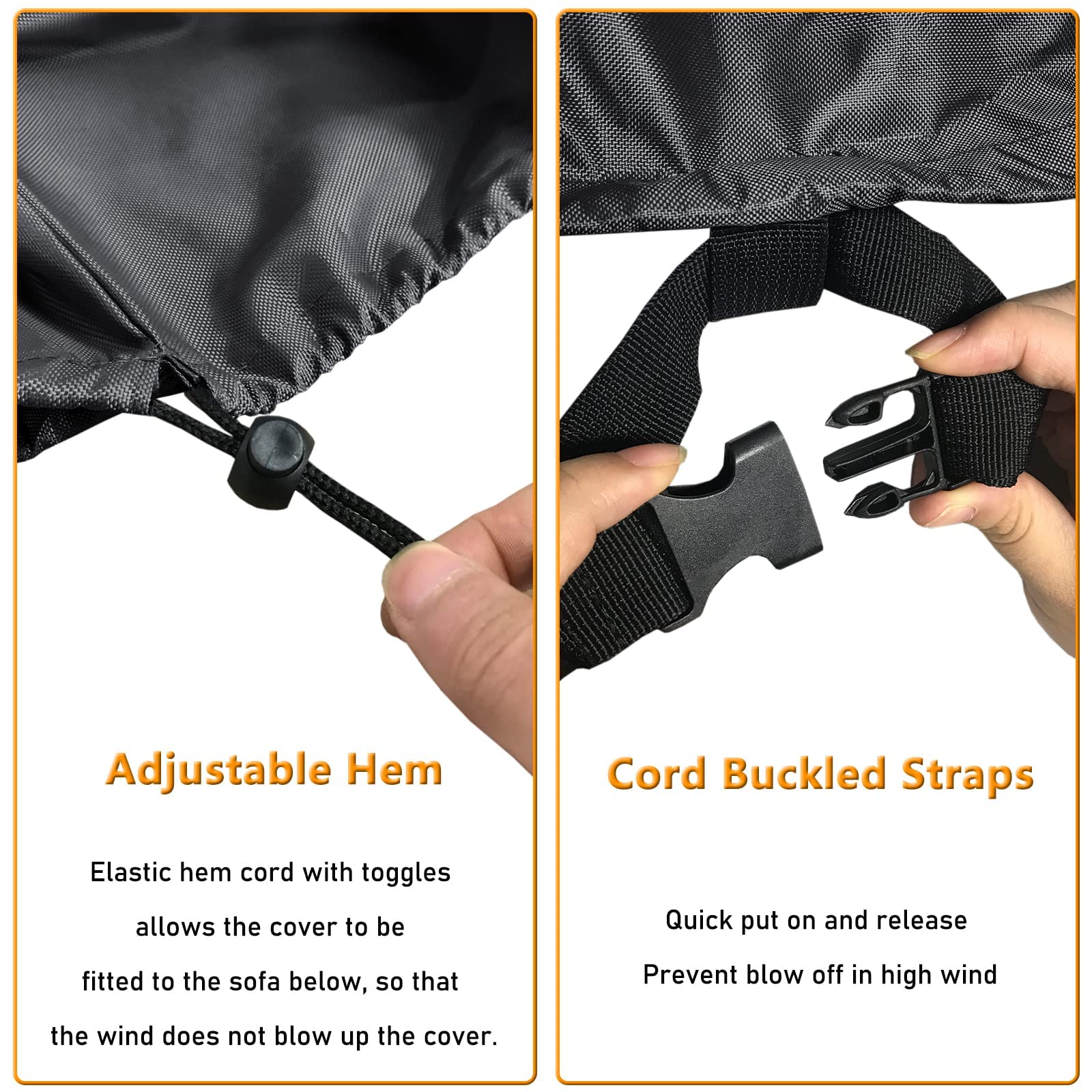 STARTWO Outdoor Waterproof Patio Furniture Covers 4-Piece Set for Chairs 32in, Loveseat 56in, Coffee Table 45in, Heavy Duty 600D, Black - Available at All In One Marketplace Canada