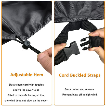 STARTWO Outdoor Waterproof Patio Furniture Covers 4-Piece Set for Chairs 32in, Loveseat 56in, Coffee Table 45in, Heavy Duty 600D, Black - Available at All In One Marketplace Canada
