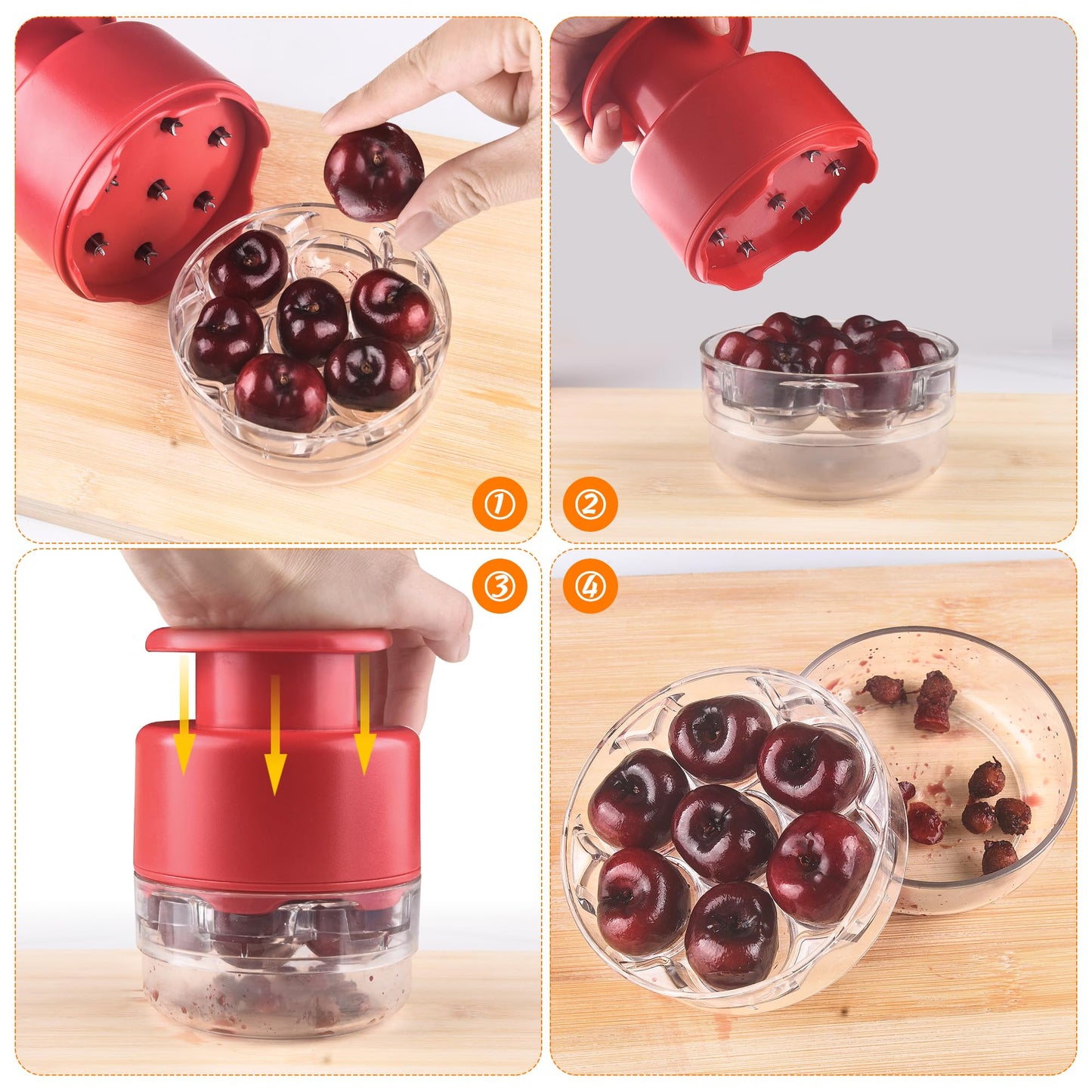 Cherry Pitter - Makmzoon Multi Cherries Corer Stainless Steel Pitter Tool Making Cherry Jam - 7 Cherries