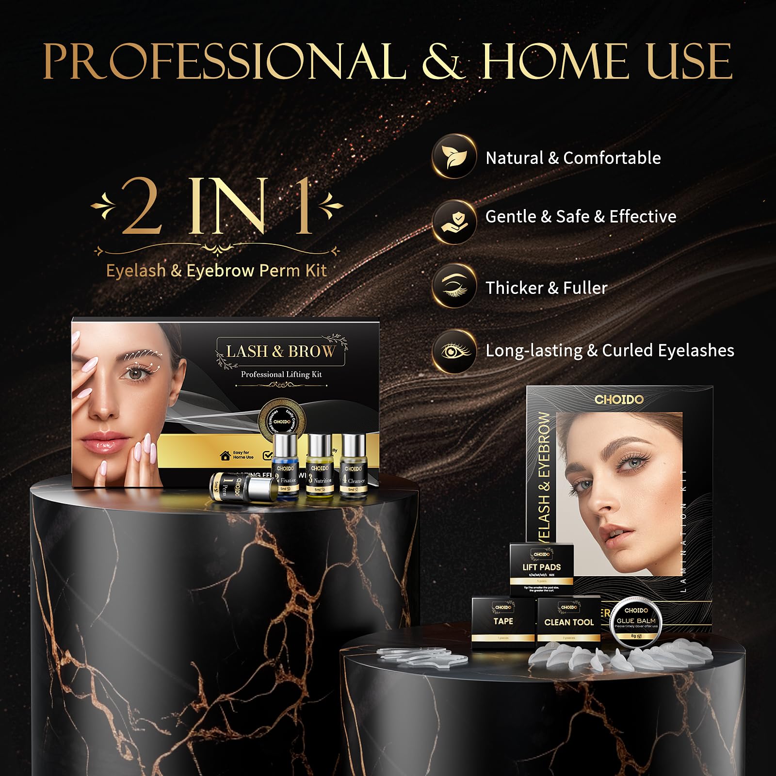 Lash Lift & Brow Lamination Kit 2-in-1, Professional DIY Eyelash Perm for Home Use & Salon, Long-Lasting Curl Effect Up to 8 Weeks - Easy Application - Available at All In One Marketplace Canada
