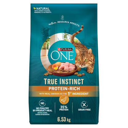 Purina ONE True Instinct Grain Free Dry Cat Food, High Protein Chicken - 6.53 kg Bag