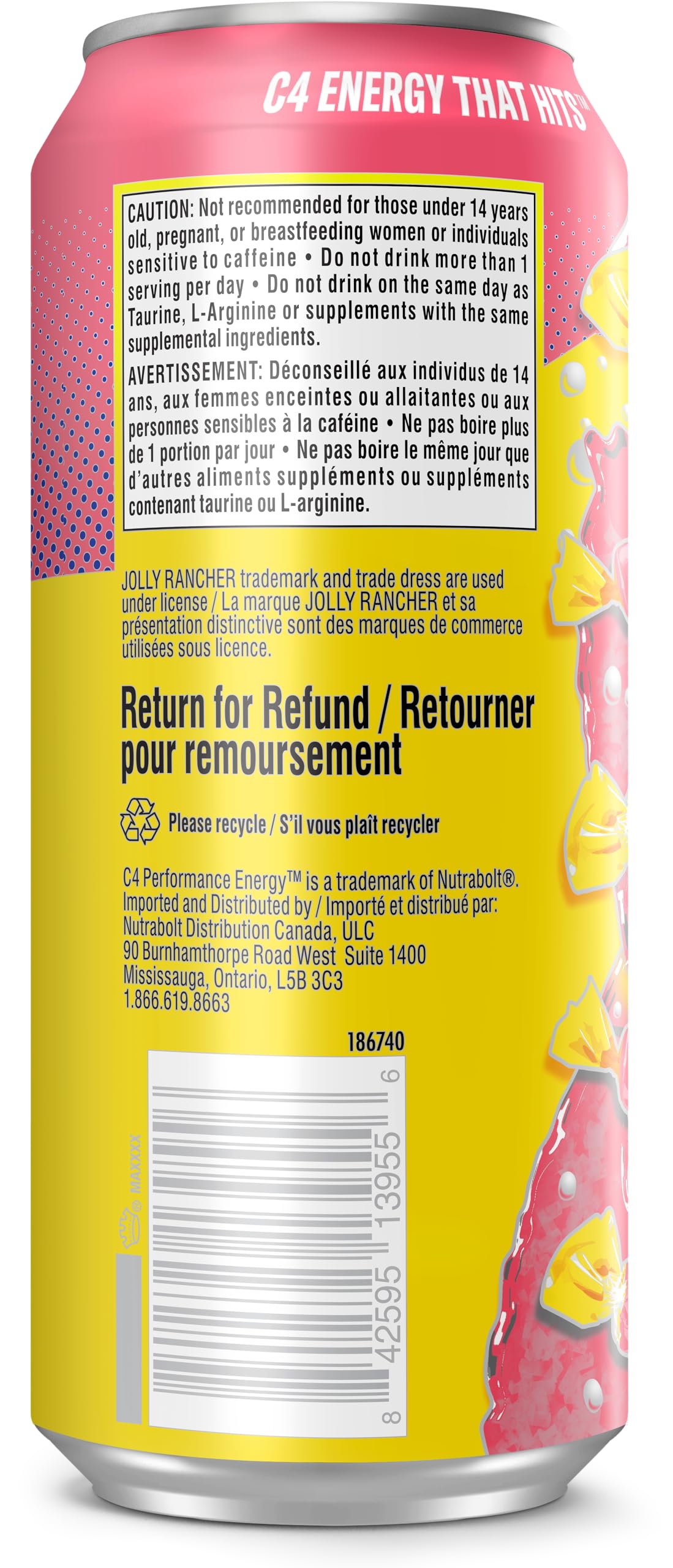 Cellucor C4 Performance Energy Drink, Jolly Rancher Watermelon, Carbonated Sugar Free Drink with no Artificial Colours or Dyes, 473mL, 12 count