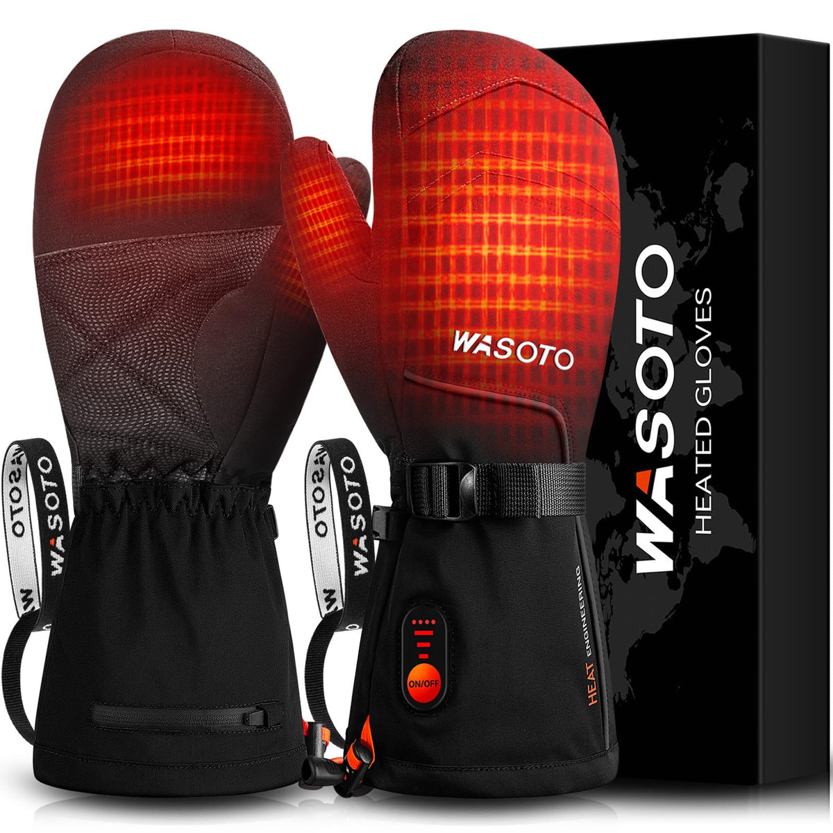 Heated Mittens Gloves for Women Men Electric Rechargeable Waterproof Ski Gloves for Winter Work Skiing Snowboarding(Black,M) 🍁 All In One Marketplace Canada